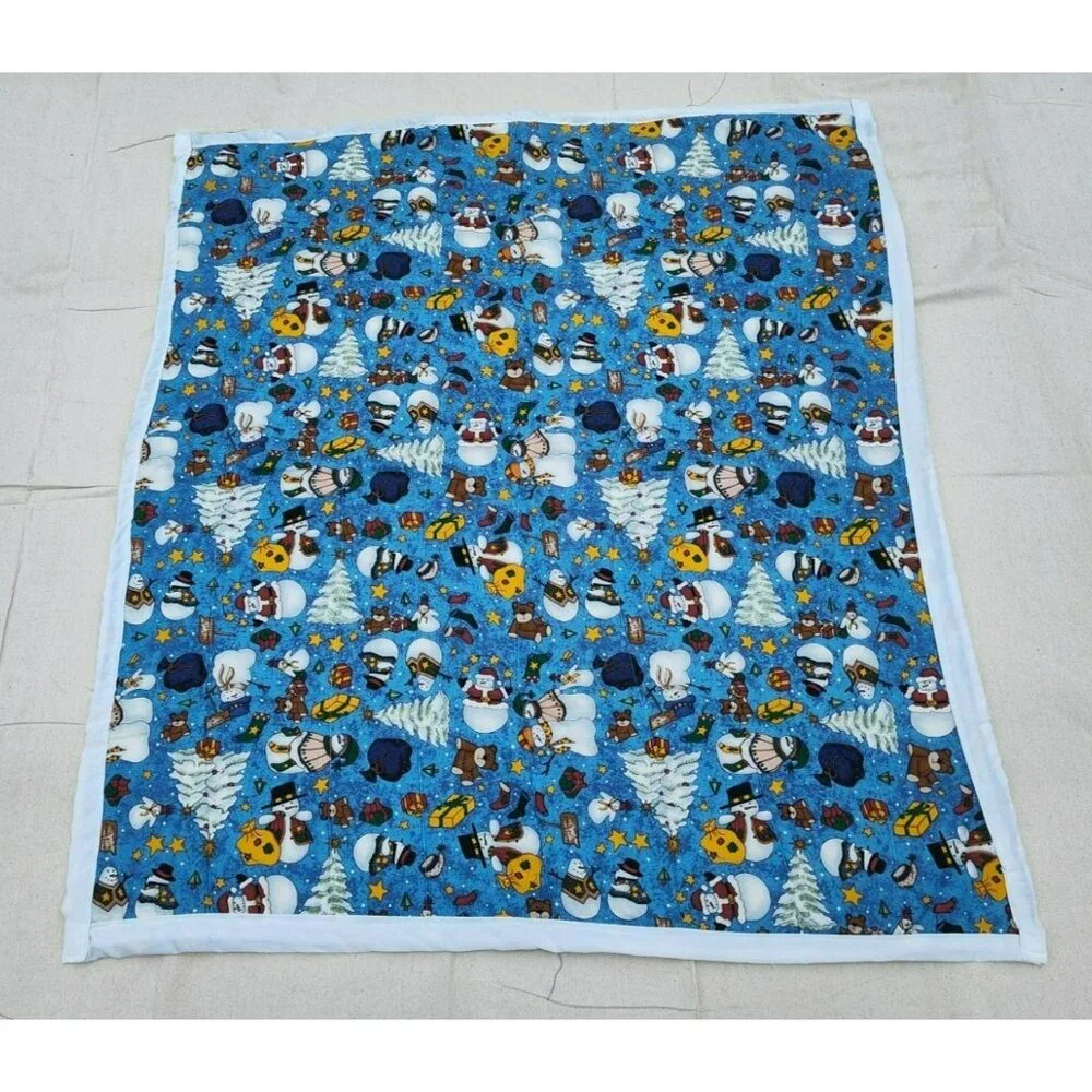 Handmade Snowman Lap Quilt Baby Blanket, 35